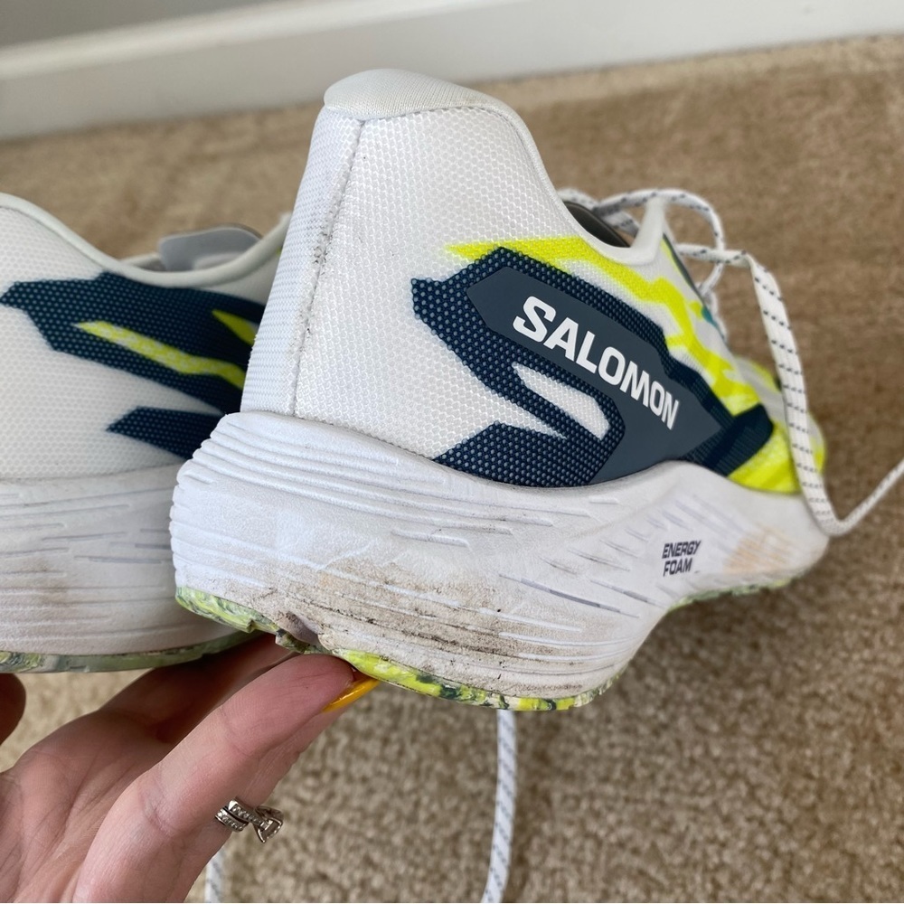 Salomon Men’s Aero Volt Running Shoes White China/Blue/Safety Yellow Size 12.5 - Picture 6 of 10